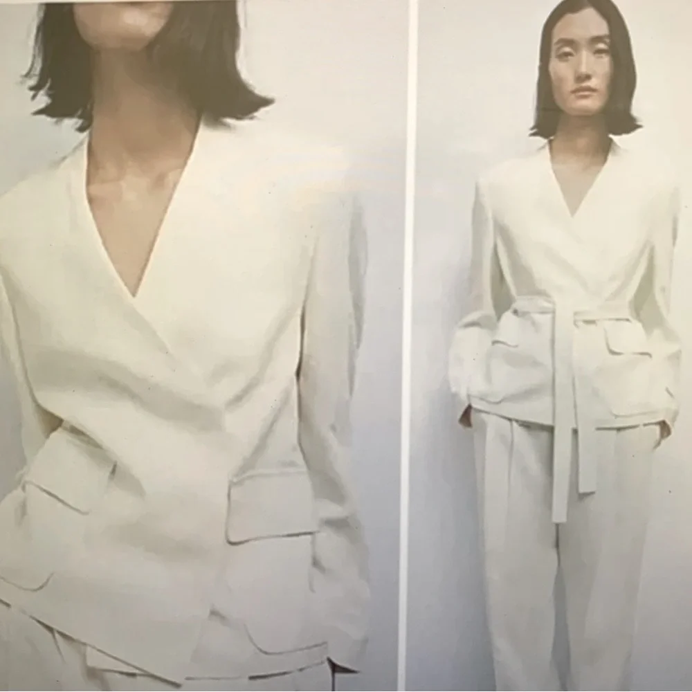 ZARA Linen Blend Preppy Belted Waistt Casuall Trendy Blazer M Bloggers Favorite - Picture 1 of 5